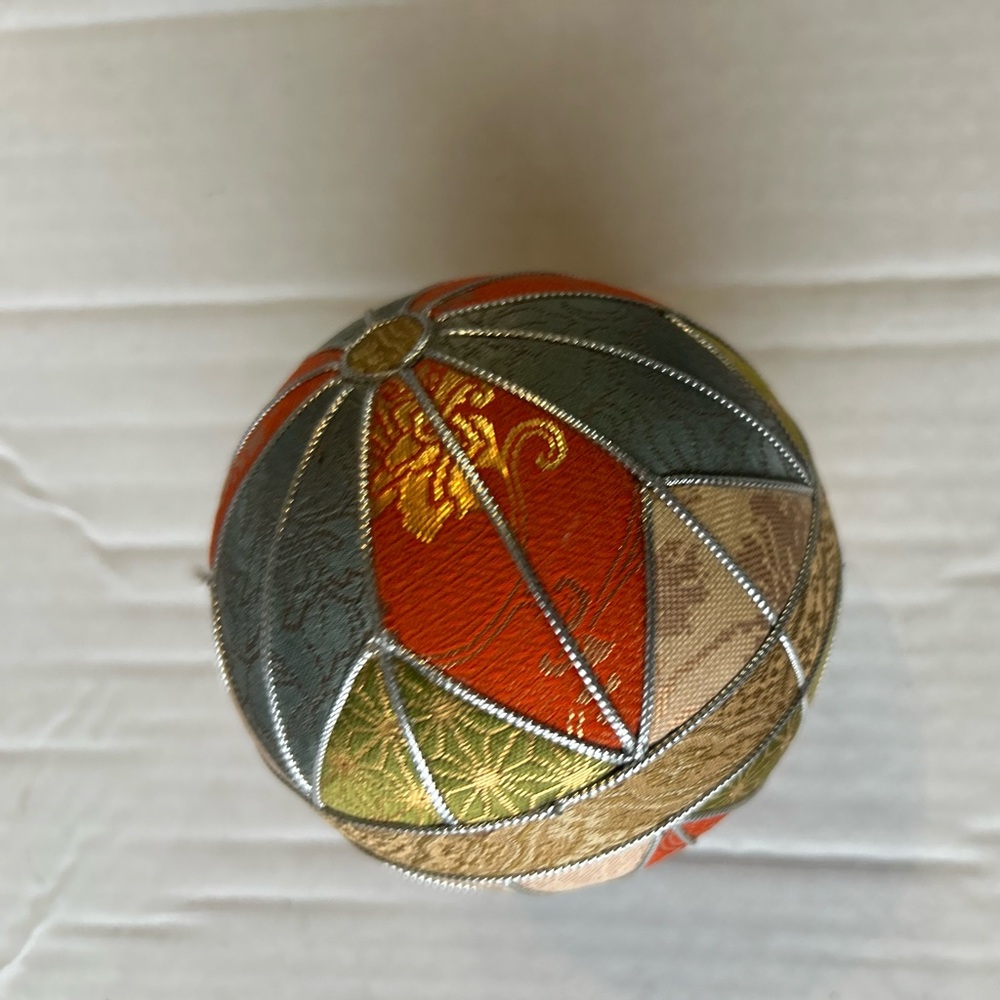 Vintage Japanese Temari Handcrafted Embroidered Decorative Collectible Ornament